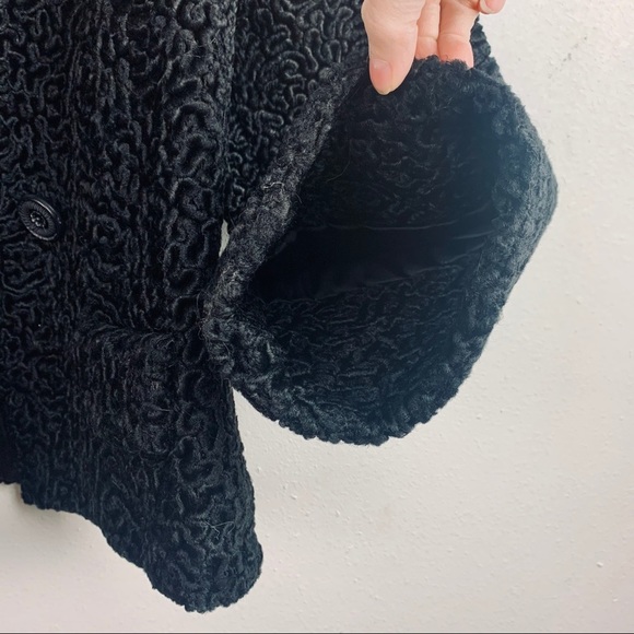 VTG 50s Mink & Persian Curly Lamb Wool Dinner Coat - Picture 10 of 15